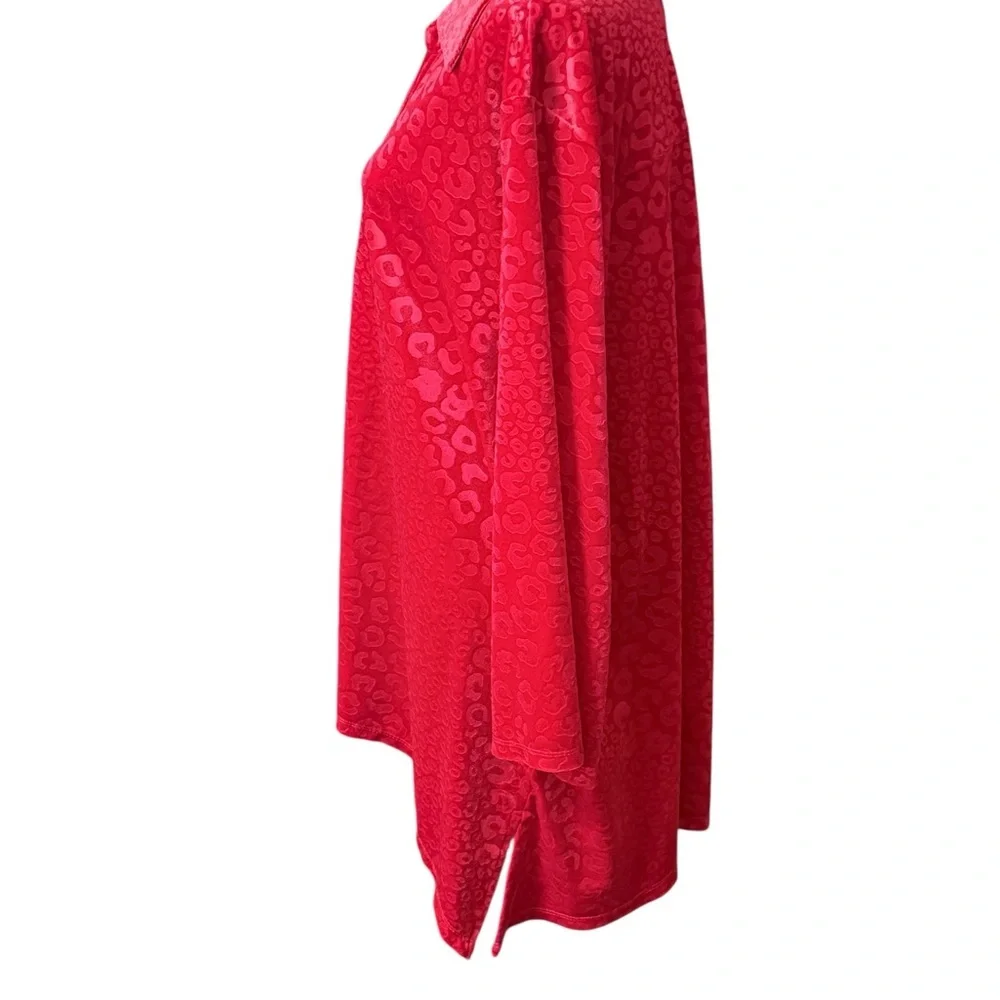 Ruby Rd. Red Leopard Button-Down Shirt - Picture 3 of 5